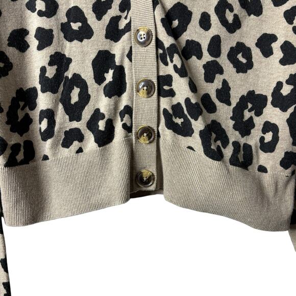 Anthropologie Sanctuary Leopard Print Cropped Cardigan XS Animal Tan Black - Picture 5 of 11